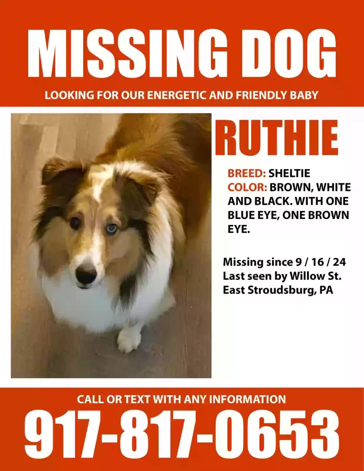 Ruthie, back home in Pennsylvania